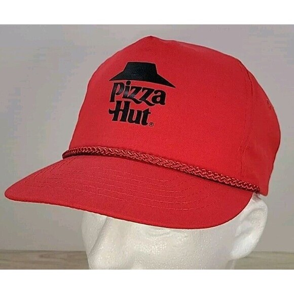 Vintage Zipper Strap Rope Hat ~ Pizza Hut Red Rope Hat - Picture 1 of 11